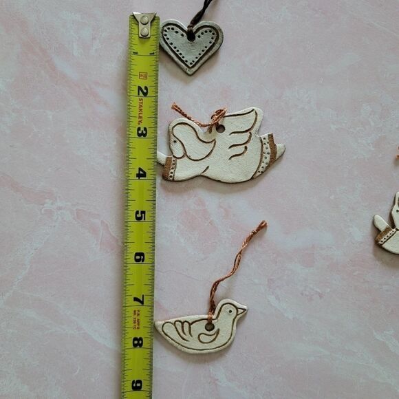 Handmade clay hanging decorations angel dove heart - Picture 2 of 8